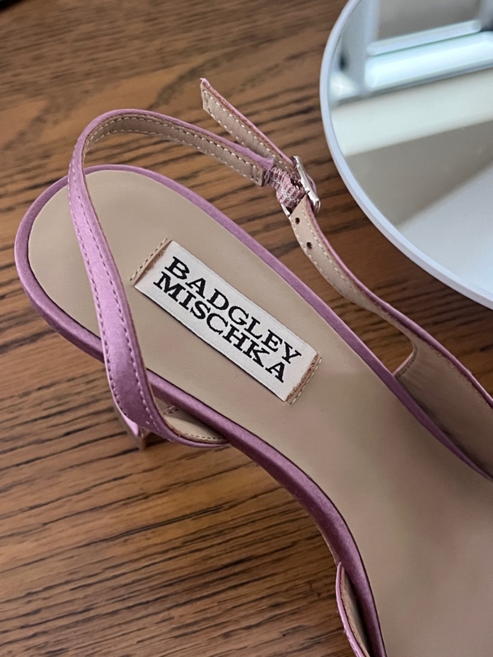 Badgley Mischka Satin Bow Slingback Heels - Picture 6 of 7
